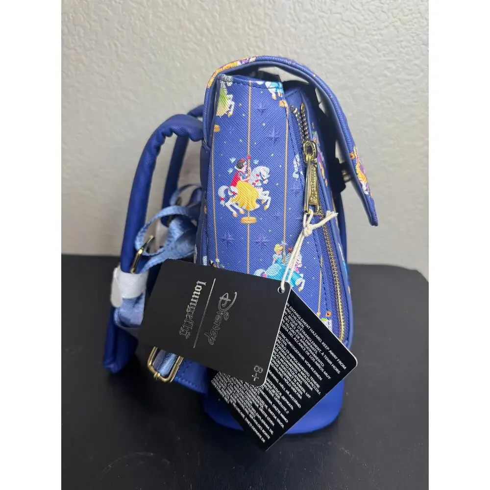 NWT Loungefly HT Disney Princess Carousel All Over Print Drawstring Backpack - Picture 3 of 6
